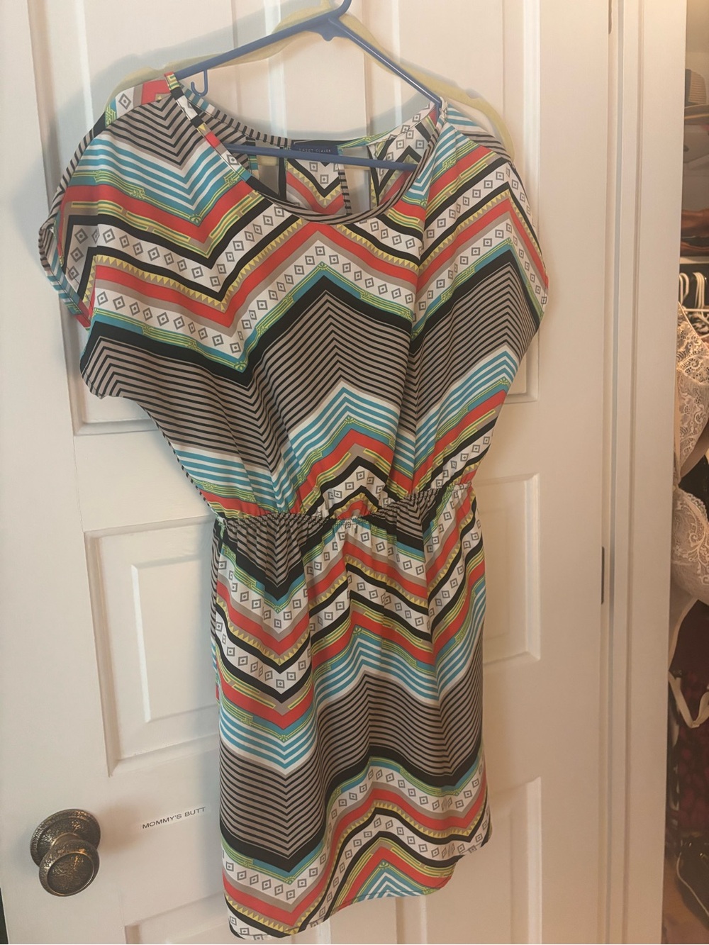 Sweet Claire Multicolor Chevron & Geometric Print Dress